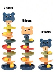 1pc Baby Toy Puzzle Early Education Shooting Track Rotation Joyful Rolling Ball Sliding Ball Tower Stacking High/Some Accessories, Colors, Written Words, Patterns, Shapes Are RandomPay Attention To Those Under 3 Years Old