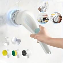 A Set Of Rechargeable Electric Cleaning Brushes With 5 Brush Heads - A Multifunctional Handheld Brush With USB Charging, Suitable For Household Cleaning Tools In Bathrooms, Kitchens, Bedrooms, Living Rooms, And Toilets
