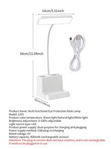 1pc Multi-Functional LED Desk Lamp, Mobile Phone Holder, Pen Holder, Eye-Caring Reading Lamp For Student Dormitory, Desk Lamp