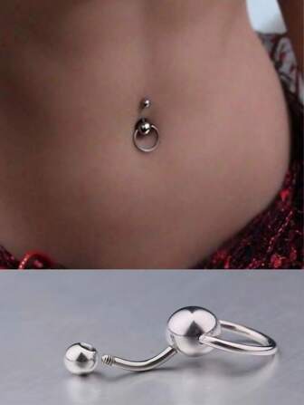 1个/2个个性化不锈钢肚脐环，男女日常佩戴皆宜，送给她的绝佳礼物