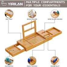 Expandable Bathroom Tray, Waterproof Tray Caddy, Perfect Bath Caddy For Home Spa, Gift For Loved Ones, Bamboo