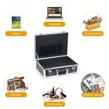 Caja de almacenamiento de aleación de aluminio, 42x30x15cm/33x24x12cm, estuche de herramientas impermeable, caja de equipos de metal portátil, equipaje de mano, contenedor de instrumentos portátil con esquinas reforzadas y resistente a golpes, adecuado para herramientas, ropa, zapatos, cosméticos, joyas, documentos, instrumentos, manualidades, fotos, etc. (2 tamaños disponibles) Bolsa para la escuela, accesorios escolares, artículos escolares