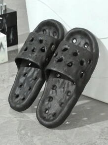 Dép lê mới, đế mềm chống trượt, thiết kế rỗng thoáng khí, dép đi trong nhà tắm đế mềm, dép mùa hè unisex - màu đen - Xem 1