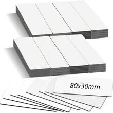 biroyal BIROYAL Magnetstreifen beschreibbar, 8X3cm Weiß 50Stk. abwischbare Magnete, Selbstklebend Magnetschilder zum beschriften, Magnet-Etiketten für Whiteboards, Kühlschränke, Magnettafeln