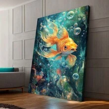 Framed Elegant Koi Fish Hanging, Japanese-Inspired Art Print, Peaceful Decor Canvas, Artistic Accent Piece,Room Aesthetic  Canvas Print Home Decorations Posters For Room Aesthetic Wall Art Poster