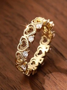 1pc Elegant Heart Shaped Cutout Zirconia Ring In 925 Silver Fashionable And Stylish Women's Birthday Gift Perfect For Dates And Parties