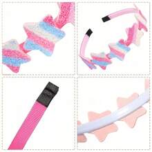 Aa-6pcs Sparkle & Shine Hairbands For Girls - Adorable Glitter Hearts, Stars & Bows, Stretchable Fabric Headbands In Pastel Candy Colors - Comfort Fit, No Slip Design, Hair Accessories For Girls-2025 Home Bathroom Decor Summer