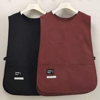 1Pc Waterproof Stain-Resistant Apron Nylon Vest Style Breathable Sleeved Apron Anti Dirty Multipurpose Coffee House Uniform