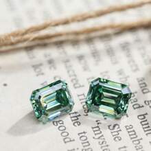 1pc 100% Moissanite Green D Color Emerald Cut VVS1 Moissanite Loose Stone For Jewelry Making With GRA Certificate DIY