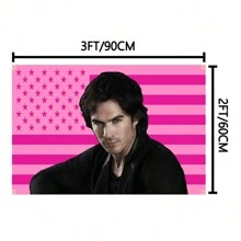 Ian Somerhalder Różowy Amerykański Przystojny Seksowny Mężczyzna Wampiry Damon Salvatorea Zabawny Mem Gobelin Flaga Wisząca Na Ścianie W Akademiku Pokój Facetów Jaskinia Człowieka Sztuka Baner Vintage Koc Gobeliny Estetyczny Wystrój Pokoju