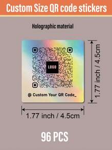 96pcs 1.77inch/4.5cm 3inch/7.6cm Custom Holographic/Clear/White Printable Waterproof Square Vinyl Sticker, Vinyl Printed QR Code Stickers, Personalised Photo Sticker, Custom Image Sticker Label, Social Media Stickers, Metallic QR Stickers, Social Tag Sticker- Custom Printed Square QR Code Stickers, QR Code Brand Name Stickers, Personalized Text Stickers, Social Media QR Sticker, QR Code Labels, Business Logo Label,Multi-Functional,Kitchen,Dining Room,Bedroom,Office,Living Room,Home,Garden,Tea Room,For Anniversaries,For Birthdays,For Housewarming,For Graduation