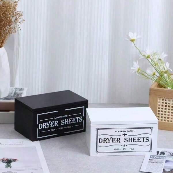 Caja de almacenamiento de hojas suavizantes con tapa, gran capacidad, a prueba de polvo, dispensador de hojas de secado de madera para el baño