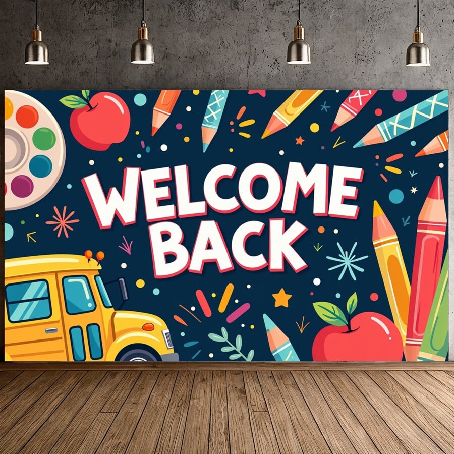 180x110cm Welcome Back To School Classroom Banner Background For ...