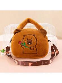 Capybara Crossbody Bag Portable Shoulder Bag Purse Cute Plush Bag For Outdoor Party,Stuffed Capybara Plush Bag Cartoon Capybara Plush Animal Handbag