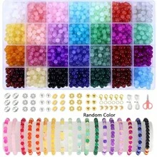 700pcs/1400pcs, 6mm Glass Round Beads Jewelry Making Set For Handmade DIY Bracelets, Necklaces, Earrings, Jewelry, Crafts Gifts Accessories (Random Colors)