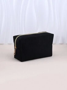 1/2pcs Corduroy Solid Colour Cosmetic Bag,Large Capacity Pencil Case Corduroy Cosmetic Bag,Portable Travel Toiletry Bag,Back-To-School Gifts, Stationery And School Supplies, Travel Reusable Storage Bags,Aesthetic Makeup Storage Bag