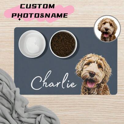 Personalized Dog Mats Using Pet Photo + Name Personalized Dog Food Mat Personalized Dog Placemat Custom Dog Bowl Mat Personalized Pet Mat, Customizable Dog Placemat, Custom Dog Bowl Mat, Custom Cat Bowl Mat, Unique Pet Photo Mat, Perfect Gift For Pet Owners Ornamental, Engraved, Stainless Stylish, Cute, Cuties, Vintage, Colorful, Fashion Unique, Customized, Personalized Ideal Gifts For Him, Ideal Gifts For Her Her, Family, Friends, Pet Lovers, Pet For Anniversaries, For Birthdays, Vacay Vibes, Outdoor Living