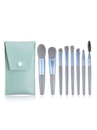 8-DELARS sminkborsteset, mini sminkborstar för foundation, puder, rouge, ögonskugga, ögonfransar och concealer, professionellt sminkborsteset för kosmetika med sminkväska, borsteset, sminkborstekit, sminkborsteset, komplett sminkset, sminkborsteset, komplett sminkkit, borstekit, borstar sminkset, sminkpresentset, set