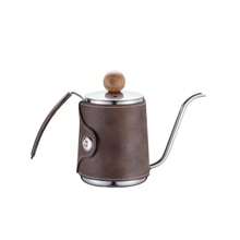 350ml Stainless Steel Manual Pour Over Coffee Pot With Leather Sleeve, Mini Gooseneck Kettle, Gift For Valentine's Day, Birthday
