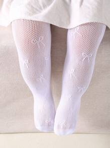 1-Piece White Bowknot Cool Summer Jumpsuit Stockings For Baby Girls. Ideal For Girls' Birthday Parties. Suitable For Baby Girls Aged 0 - 3.