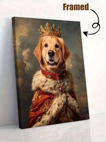 Custom Pet Portrait Painting Canvas, Renaissance Dog Portrait From Photo, Royal Pet King Portrait Painting Digital Art, Portrait Art Design,For Living Room Bedroom Or Other Room,Gift, Home Decor Gifts Birthday Graduation