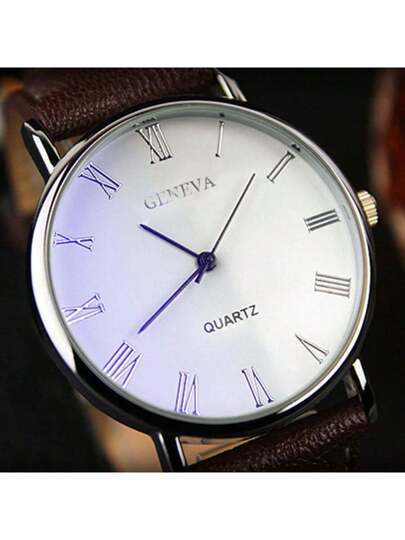 New Popular Horloge Roman Numerals, Business Quartz Men, Ideal view 3