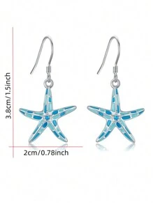 1 Par de Brincos Pingente Decorado com Cristais em Formato de Estrela do Mar Estilo Praia, Uso Versátil Diário e de Presente para Mulheres