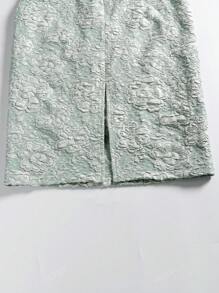 Abito da sera da donna, in jacquard, a forma quadrata, elegante e aderente, in chiffon, con maniche corte arricciate, abito da festa, cerimonia, matrimonio