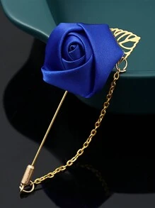 1 Peça Boutonnière de Noivo em Rosa de Seda com Folha de Corrente Dourada para Decoração de Noivo, Casamento e Festa de Casamento, Melhor Presente, Decoração de Casamento, Decoração Doméstica, Decoração de Quarto, Lembrancinhas de Festa, Decorações de Aniversário de Noiva, Formatura, Decorações de Festa Despedida de Solteira