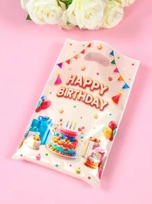 10/25/50个装彩色生日蛋糕主题礼品袋，3D蛋糕造型，印有“生日快乐”字样，带提手，可用作生日礼物包装袋、生日派对回礼袋、生日装饰袋、生日礼物袋、派对回礼袋、房间装饰袋、厨房包装袋、生日派对用品袋、生日礼物填充物袋。 - 生日蛋糕 - 查看 7