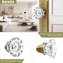 2 Pack Mortise Lock Glass Door Knobs Replacement Set With Spindle, Antique Brass Crystal Door Knobs For Replacing Broken Old Vintage Lock Sets On Interior Door, Antique Brass Finish