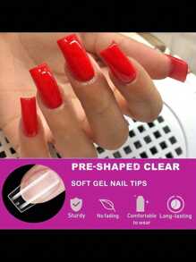 600pcs Medium Almond Square Nail Tips - Full Cover, Soft Gel X Acrylic, Half Matte Finish, Pre-Shaped Almond Square Fake Nails Acrylic False Nail Tip For Salon And Home Nail Design 12 Sizes