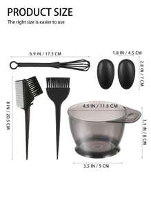 Blending Hair Teasing Comb Mixing Bowl Set Hair Color Set Salon Hair Coloring Tool Hair Color Kits Dishes Suite Boutique Bowl Cover Plastic Dye Hair Tool Set(Black)