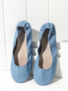 Damen leichte, weiche, faltbare und tragbare Schleifen-Ballerinas zum Hineinschlüpfen, Innen-Yoga- und Tanzschuhe