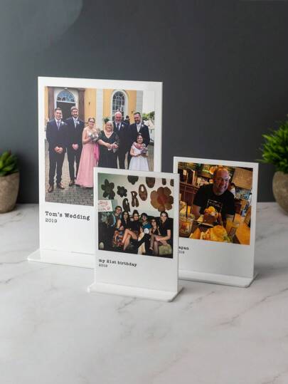 1set Personalised Photo Print Plaque With Custom Message,Personalized Arcylic Photo Frame,Custom Photo Frames Able Top Decoration,Custom Stand For Picture Frames/Valentines Day Gifts