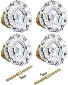 2 Pack Mortise Lock Glass Door Knobs Replacement Set With Spindle, Antique Brass Crystal Door Knobs For Replacing Broken Old Vintage Lock Sets On Interior Door, Antique Brass Finish