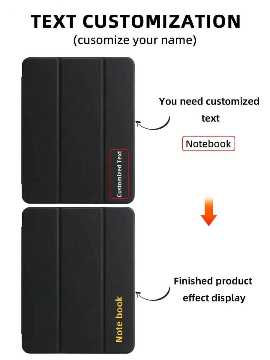 1 carcasă neagră acrilică personalizată pentru tabletă, cu text personalizat, carcasă din spate transparentă, repaus/ trezire magnetică, compatibilă cu iPad Mini6/Mini7/Air/Air2/9.7/10.2/10.5/Air4/Air5/10.9inch/Pro11/10th/Air 124/-20. 11-in.(M4)-2024, vă rugăm să dezlipiți filmul înainte de utilizare, poziția slotului stiloului poate varia în funcție de model