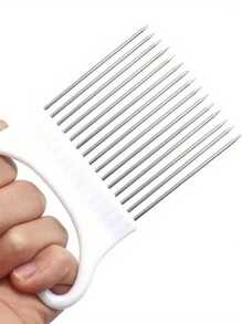 2 piezas/1 pieza Sujetador de cebolla para rebanado, cortador de cebolla de acero inoxidable para rebanado, rebanador de patata, limón, tomate, peine de cocina para verduras, frutas y carne