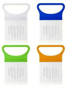 2 piezas/1 pieza Sujetador de cebolla para rebanado, cortador de cebolla de acero inoxidable para rebanado, rebanador de patata, limón, tomate, peine de cocina para verduras, frutas y carne