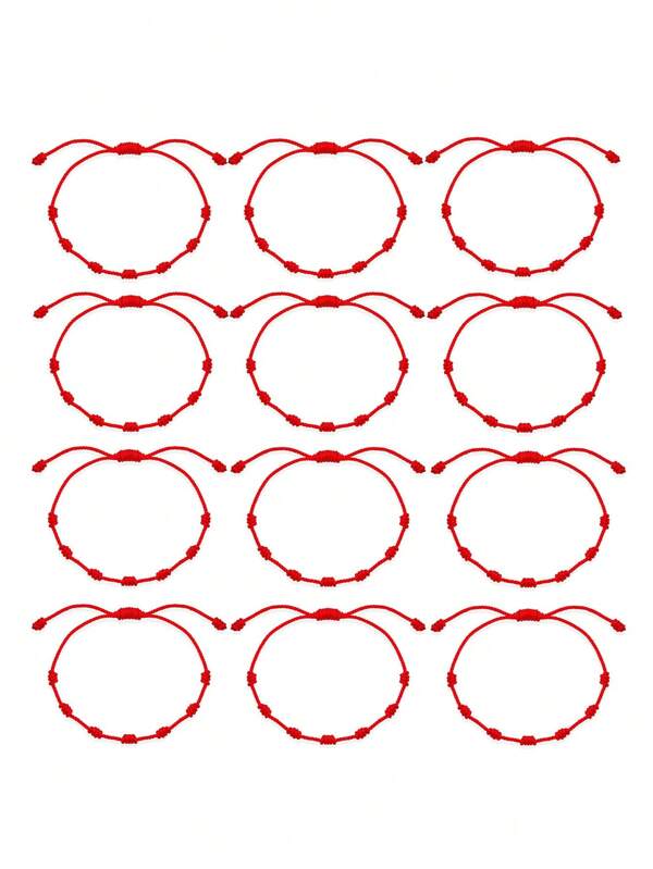 12pcs/Set Exquisite Lucky Red Braided Bracelet Set For Women Men Friendship Couple Gift