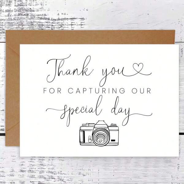 1pc Thank You Photographer Greeting Card, 5*7 Inch With Envelope, Funny Wordplay Card, Sincere Text, Humorous Blessing Card For Family, Friends, Classmates, Colleagues,Back To School,School Supplies