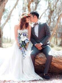 Lily Wedding Bouquet For Bride,Waterfall Romantic Wedding Artificial Flowers Bouquets Cascading Bridal Bouquets For Wedding Ceremony And Anniversary Home Decor