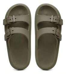 Men's Cloud Flip Flops Slide Sandal Two Straps Comfortable Birken Buckle - 軍綠色 - 查看 4