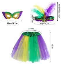 Ensemble d'accessoires de costume de Mardi Gras : Tutu, Serre-tête à plumes factices, Masque, Collier de perles de Mardi Gras,Boa en plumes pour femmes et filles pour Halloween
