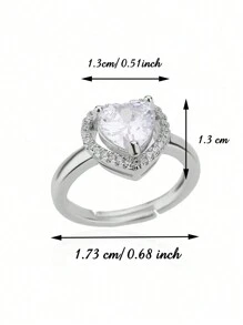 1 peça estética grande zircônia cúbica coração anéis de aço inoxidável 18K banhado a ouro ajustável anel aberto para mulheres mãe romântico férias douradas casamento joias acessórios presentes para ela, dia das mães, dia dos namorados, mãe, mãe, dia das mães, presente