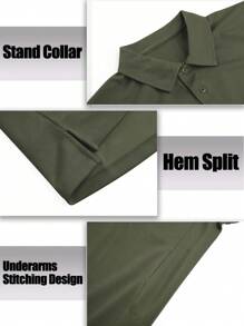 Men's Summer Quick Dry Golf Polo Shirt Short Sleeve Outdoor Sports Hiking Fishing T-Shirt Breathable Lightweight Tops With Sunglass Loop And Pen Pockets - Army Green - View 6