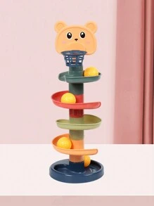 1pc Baby Toy Puzzle Early Education Shooting Track Rotation Joyful Rolling Ball Sliding Ball Tower Stacking High/Some Accessories, Colors, Written Words, Patterns, Shapes Are RandomPay Attention To Those Under 3 Years Old