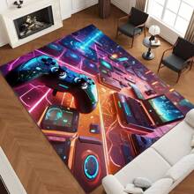 1pc Colorful & Stylish Gaming Themed Area Rug, Interesting Cartoon INS Inspired Rectangle Soft Anti-Slip Carpet, Suitable For Outdoor, Entryway, Living Room, Bedroom, Laundry Room, Bathroom, Game Room, Machine Washable, Household Decoration