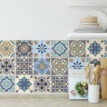 30 buc autocolante de perete pentru plăci ceramice, stil boem, model floral, impermeabile pentru decor bucătărie/baie, decalcomanii de perete din vinil, decorațiuni interioare, cadouri de 4x4 inci, decor de perete pentru absolvire, decor dormitor, decorațiuni cameră, lucruri decor living, decor casă, decor living, tapet