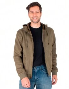 GENERRA | Casual Suede Jacket For Men - Olive Green - View 3